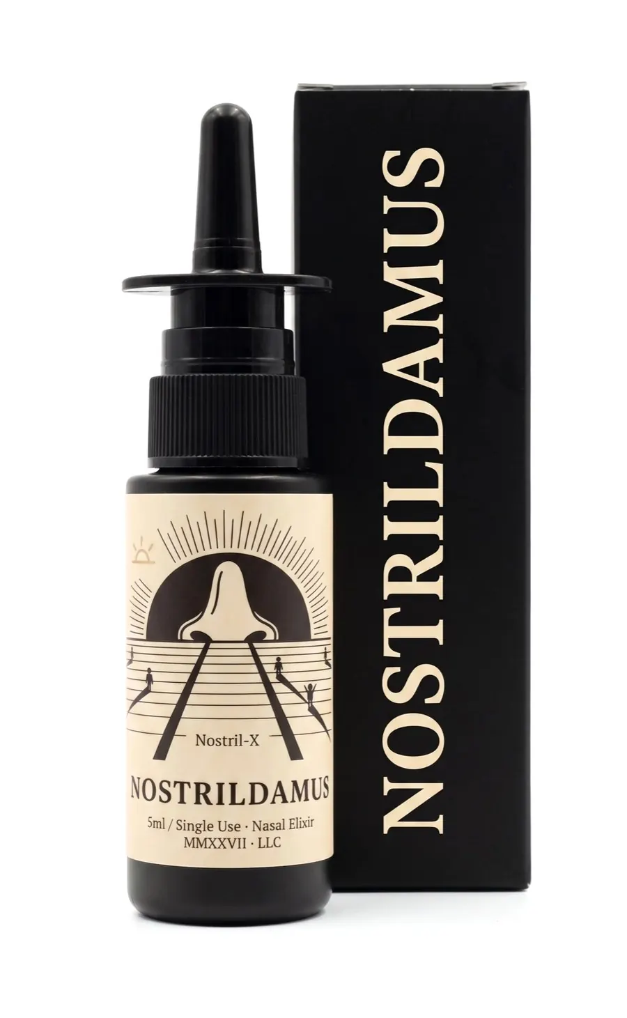 The Nostrildamus Elixir beside its box, placeholder imagery for The Afterlife